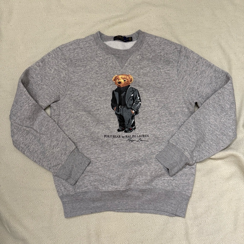 Ralph Lauren Gray Crewneck Sweatshirt with Polo Bear Graphic